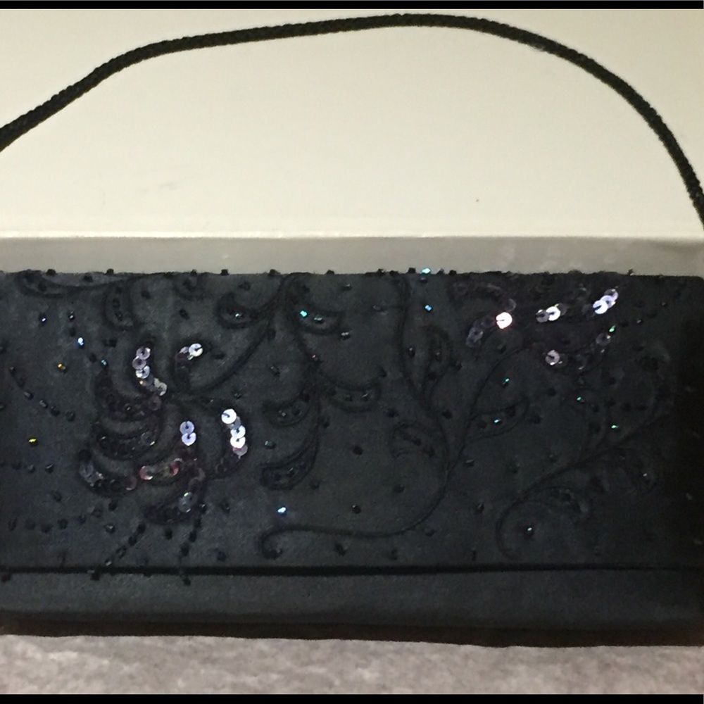 Navy hand beaded handbag/clutch